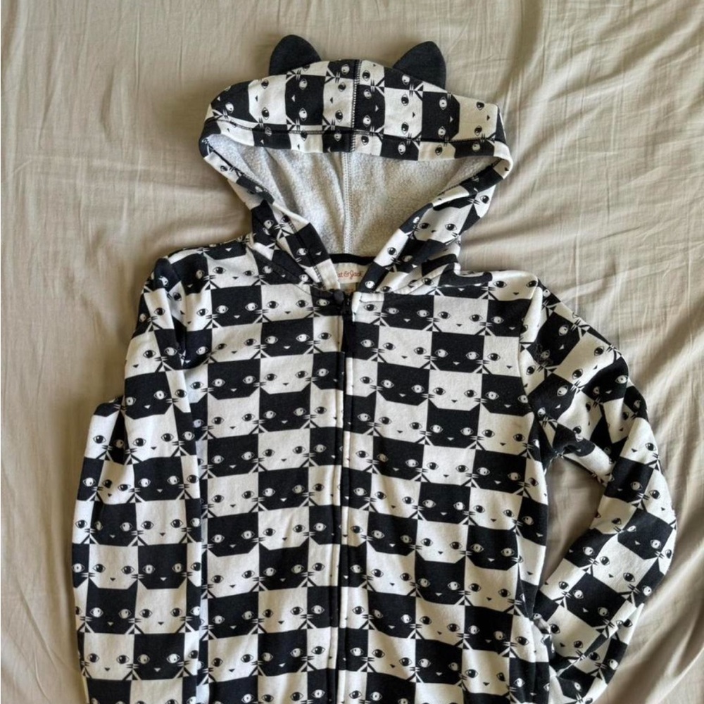 Cat & Jack Black and White Cat Print Jacket